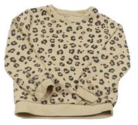 Béžovo-čierno-ružová mikina s leopardím vzorom Kiabi