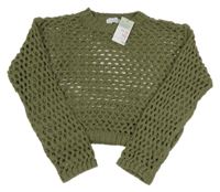 Nové - Khaki perforovaný crop sveter Primark