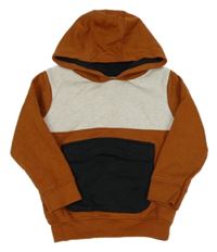 Rezavo-sivá mikina s vreckom a kapucňou Topolino