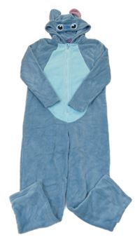Modrá chlupatá kombinéza s kapucí - Stitch Disney