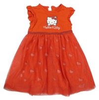 Červené šaty s Kitty a tylem a volánikmi PRIMARK