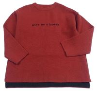 Červeno-čierny sveter s nápisom Zara