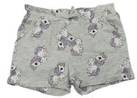 Sivé melírované kraťasy s jednorožcami H&M