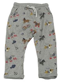 Šedé melírované tepláky s pejsky H&M