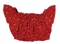 Červené crop tričko s kvietkami New Look