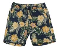 Tmavomodré květované teplákové kraťasy Jack&Jones 