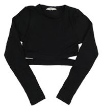 Čierne rebrované crop tričko Matalan