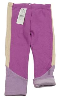 Nové - Ružovo-fialovo-broskvové zateplené legíny So Cute