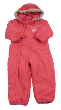 Růžová šusťáková zimní kombinéza s myškou a kapucí Impidimpi