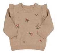 Svetloružový sveter s kvietkami a volánikmi George