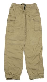 Béžové plátěné cargo kalhoty s kapsami H&M