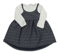 Tmavomodré šaty so vzorom a všitým trikem Name it