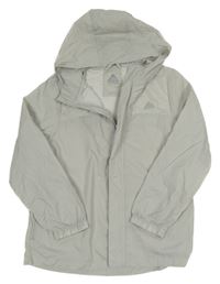 Šedo-bílá šusťáková sportovní bunda s kapucí 9 peak