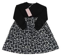 Nové - Černo-vzorované mikinovo/manšestrové šaty Danamade