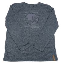 Tmavomodré melírované tričko s potlačou Yigga