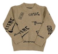 Béžový sveter s nápismi