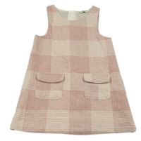 Ružovo-biele koskované vlnené šaty F&F