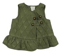 Khaki šušťáková prešívaná zateplená vesta Aspen