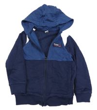 Tmavomodro-modro-biela prepínaci mikina s kapucňou Tu