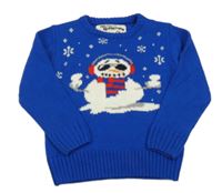 Kobaltově modrý sveter so sněhulákem Matalan