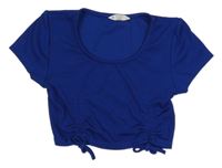 Kobaltově modré žebrované crop stahovací tričko Matalan