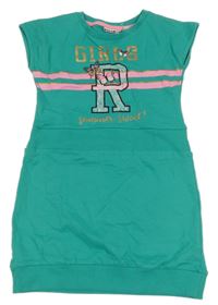 Zelené teplákové šaty s nápisom Stop+go