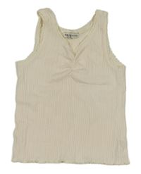 Smotanový rebrovaný crop top C&A