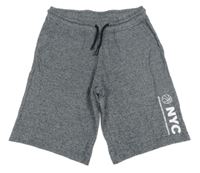 Tmavomodré melírované teplákové kraťasy s nápisom C&A