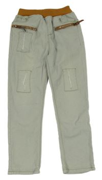 Šedé rifle se zipy a medovým pasem 