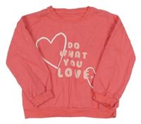 Ružová mikina s nápisom a srdiečkami