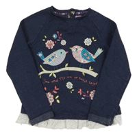 Tmavomodrá mikina s vtáčky F&F