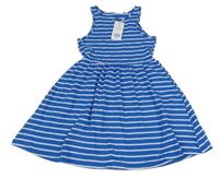 Nové - Modro-biele pruhované bavlnené šaty F&F