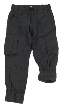 Tmavošedé plátěné podšité cargo cuff kalhoty Topolino