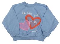 Modrá oversize mikina so srdiečkami Matalan