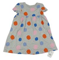 Nové - Sivé melírované bavlnené šaty s bodkami Mothercare