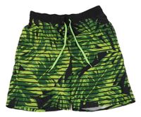 Čierno-zelené plážové kraťasy s listami H&M