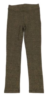 Hnědo-černé kostkované legíny H&M