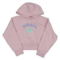 Světlerůžová crop mikina s logem a kapucí Adidas