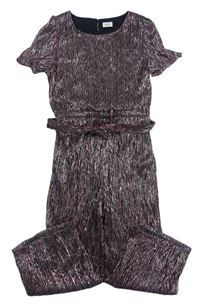 Čierno-starorůžovo-strieborný slávnostný nohavicový overal s opaskom zn. F&F