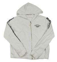 Bielo-čierna prepínaci mikina s nápismi a kapucňou H&M