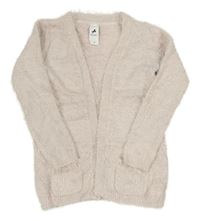 Svetloružová -strieborný melírovaný chlpatý svetrový cardigan C&A