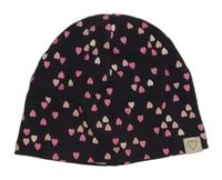 Černošedá čepice se srdíčky