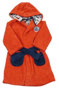 Červený plyšový župan s Thomasem a kapucí M&S