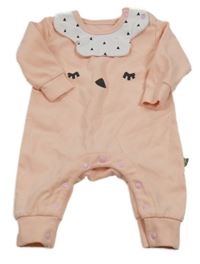 Broskvová tepláková kombinéza s očima