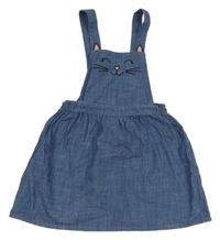 Modrá rifľová na traká sukňa s mačičkou H&M