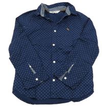 Tmavomodrá košeľa s tečkami a výšivkou H&M