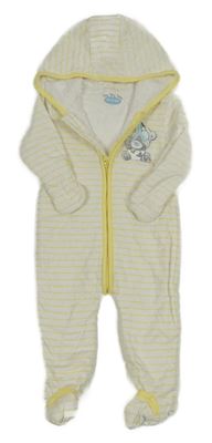 Bielo-žltá pruhovaná zateplená kombinéza s Me to You a kapucňou