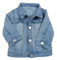 Svetlomodrá tepláková rifľová bunda s volánikmi a golierikom ZEEMAN