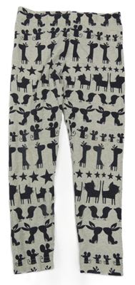 Světlebéžovo/šedé melírované legíny se zvířátky a hvězdičkami Next