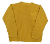 Horčicový crop sveter s vreckom MANGO